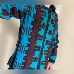 Vintage Panhandle Slim Aztec Western Button Down Shirt Made In USA